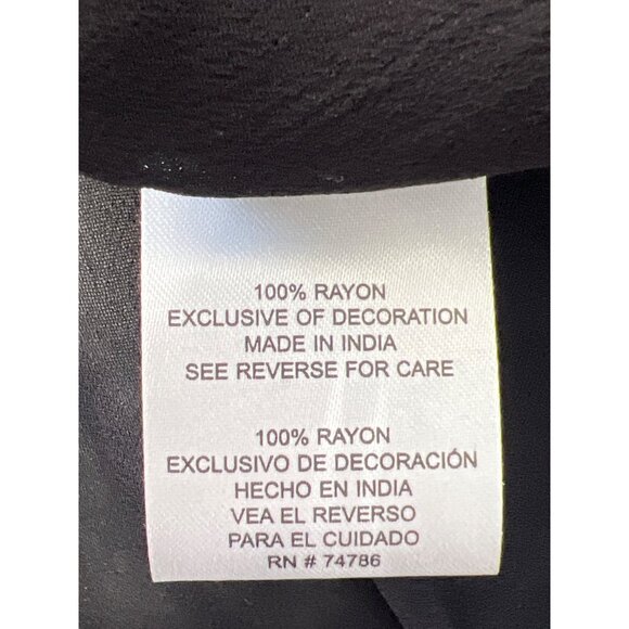 Bila Embroidered Floral Sheer Blouse Womens M 3/4 Sleeve Black Hippie Fairygoth - Picture 4 of 6